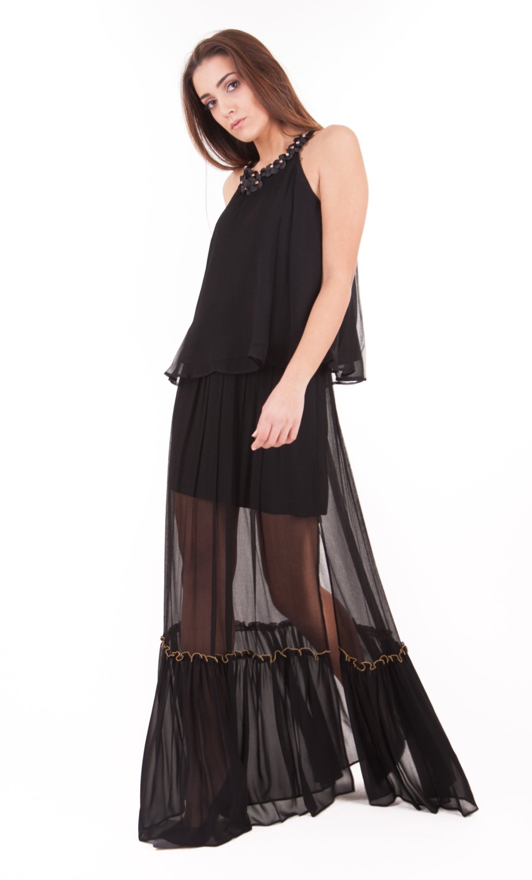 Women long black dress Tresophie CORNELIA | dursoboutique.com
