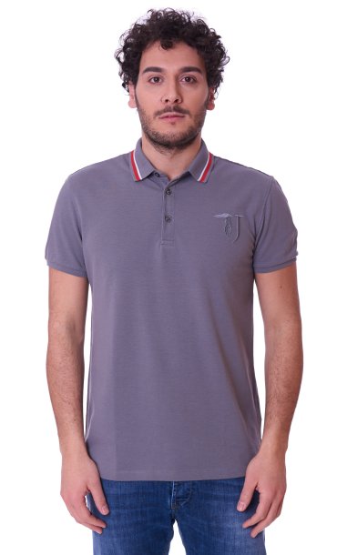 Polo Trussardi Jeans uomo manica corta grigia con contrasto 52T00115