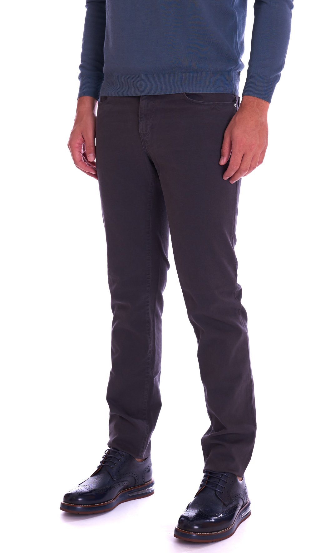 Men's pants Trussardi jeans 370 close mid waist dark grey - 52J00007