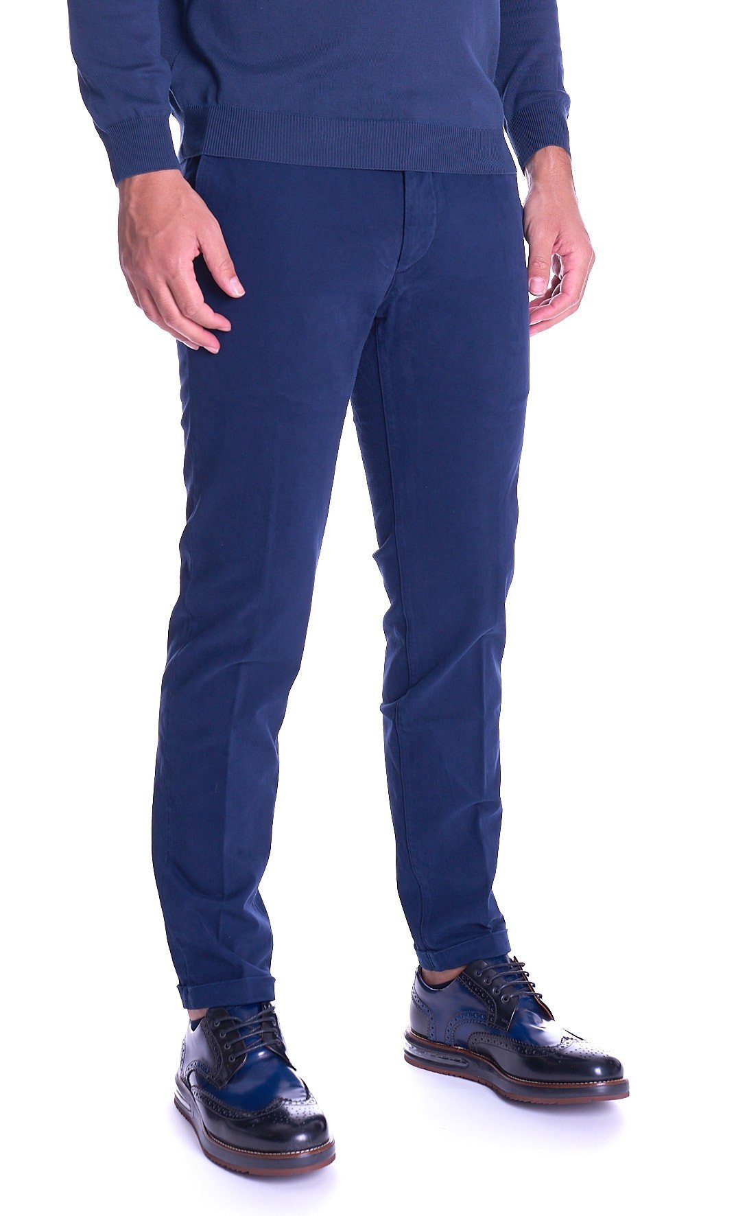 Pantalone RE HASH pesante da uomo mucha con risvolto grigio e blu