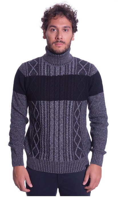 Maglione Trussardi jeans uomo collo alto nero e grigio 52M00246