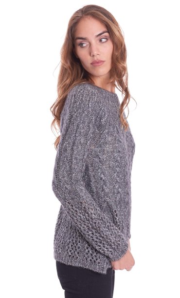Maglia Twinset donna intrecciata in lurex argento 202TT3110