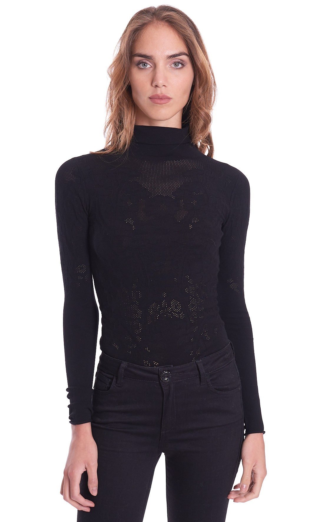 Women's Twinset turtleneck body sweater black 202TP3320