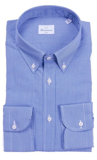 BLUE SKY CHECKED SHIRT BRANCACCIO SLIM FIT BUTTON DOWN WITH POCKET