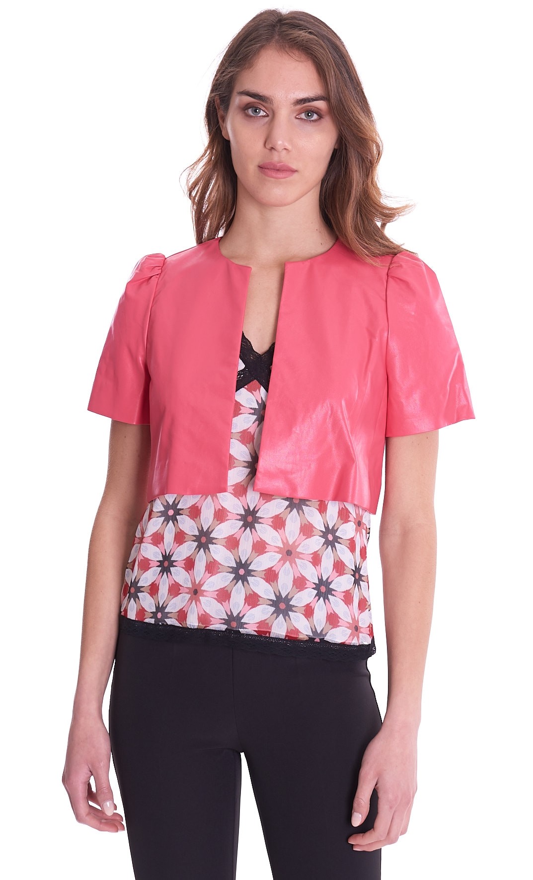 COPRISPALLE TWINSET IN SIMILPELLE ROSA