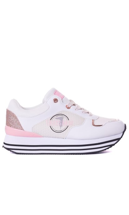 Women s Trussardi pink sneaker with logo and glitter 79A00677