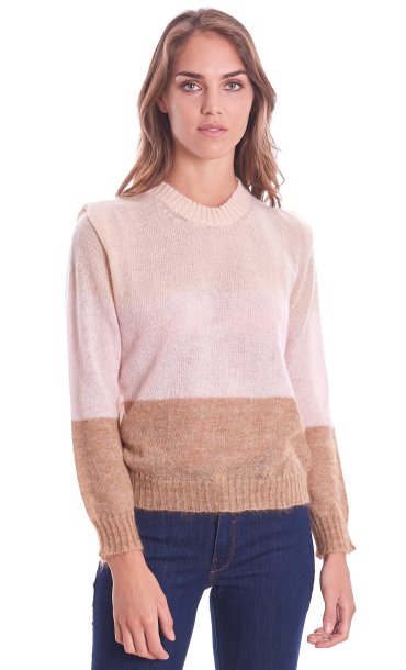 TWINSET STRIPED MOHAIR SWEATER BEIGE
