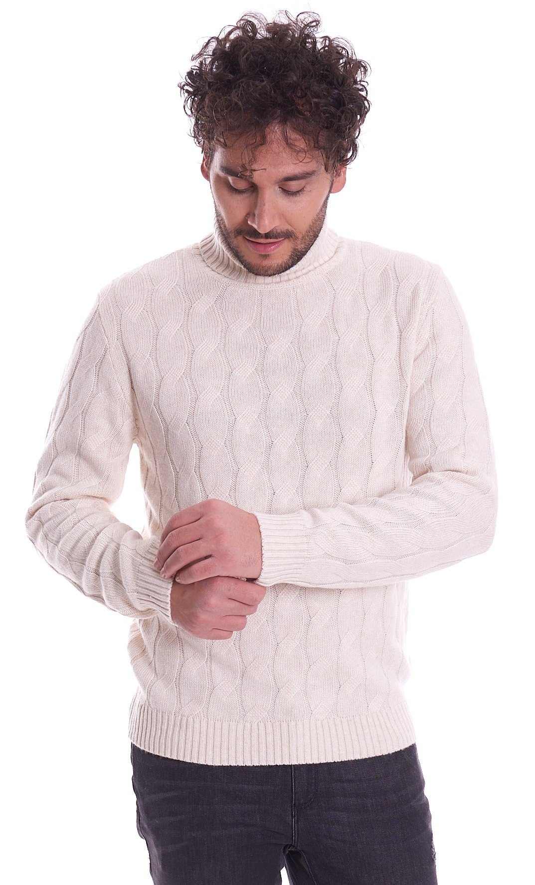 Men's warm woven high neck sweater | Made in Italy