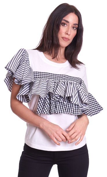 T shirt con volant outlet