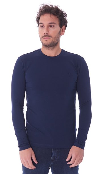 TRUSSARDI LONG SLEEVE STRETCH T-SHIRT WITH LOGO