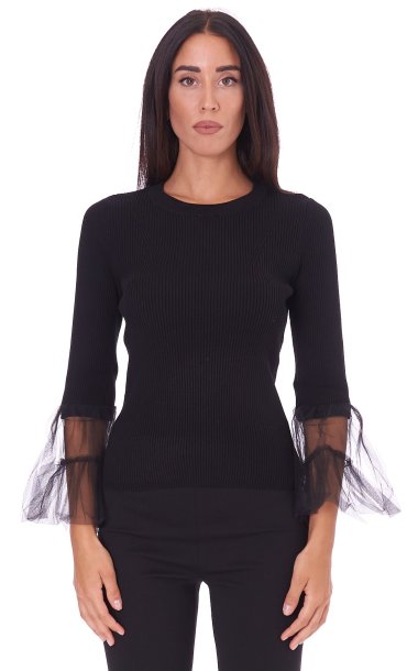 Maglia tulle nera outlet