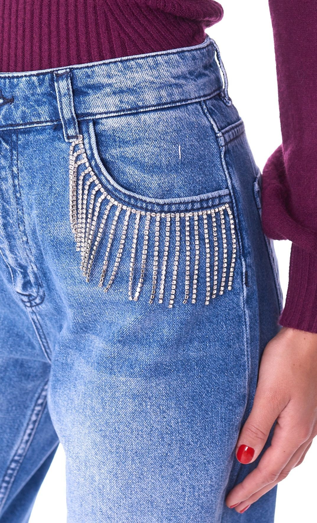 TWINSET ACTITUDE STRAIGHT FIT JEANS WITH STRASS