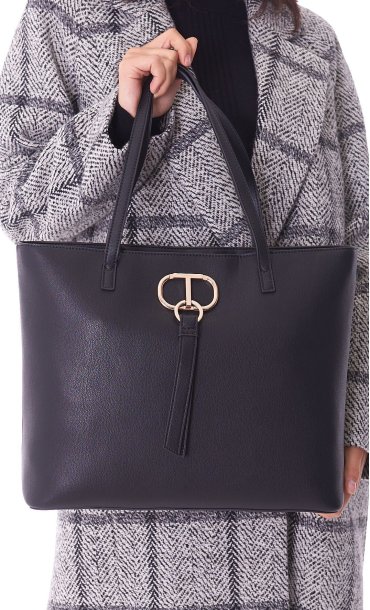TWINSET SHOPPING BAG WITH LOGO AND TASSEL