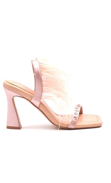 TWINSET SANDAL WITH FEATHERS PINK