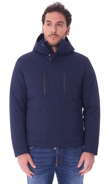 Men s short jacket SAVE THE DUCK with hood blue CESAR