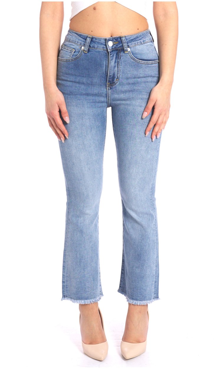 WHITE WISE BOOTCUT JEANS WITH FRINGES
