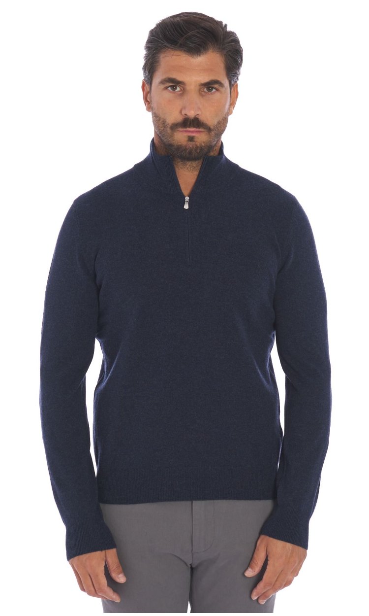 Gran Sasso men s mock zip wool and cashmere sweater 55126 19690