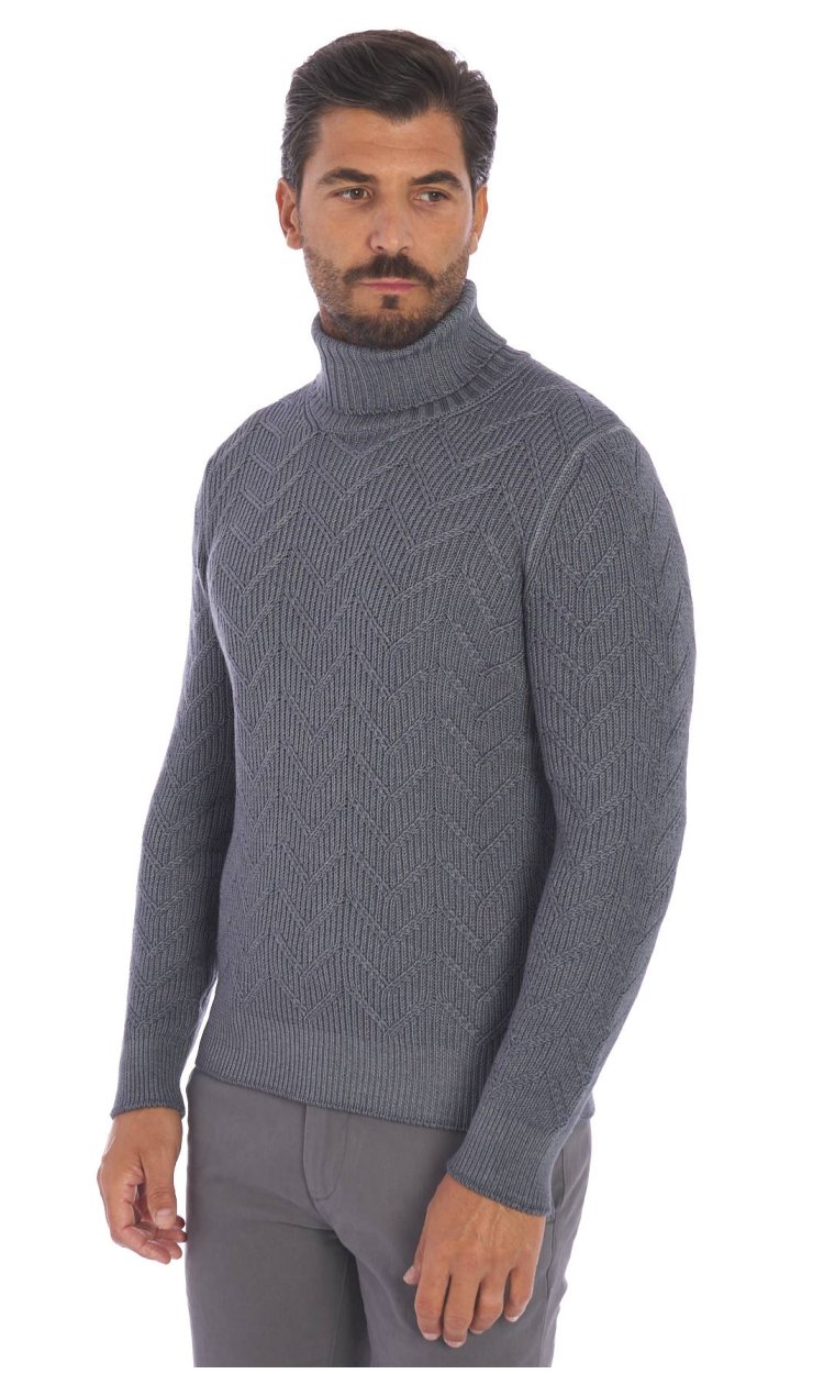Gran Sasso men s high neck pure merino vintage wool sweater 13129