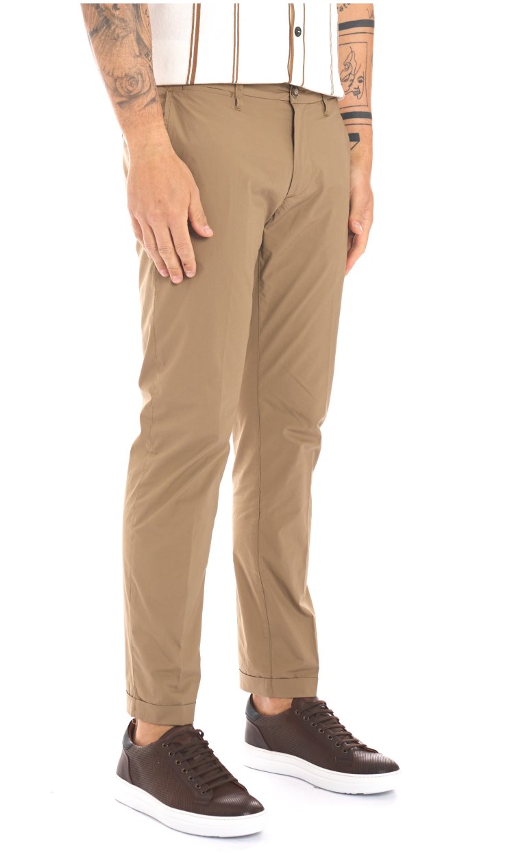 RE HASH STRETCH SUPER LIGHT PANTS WITH TURN UP MUCHA